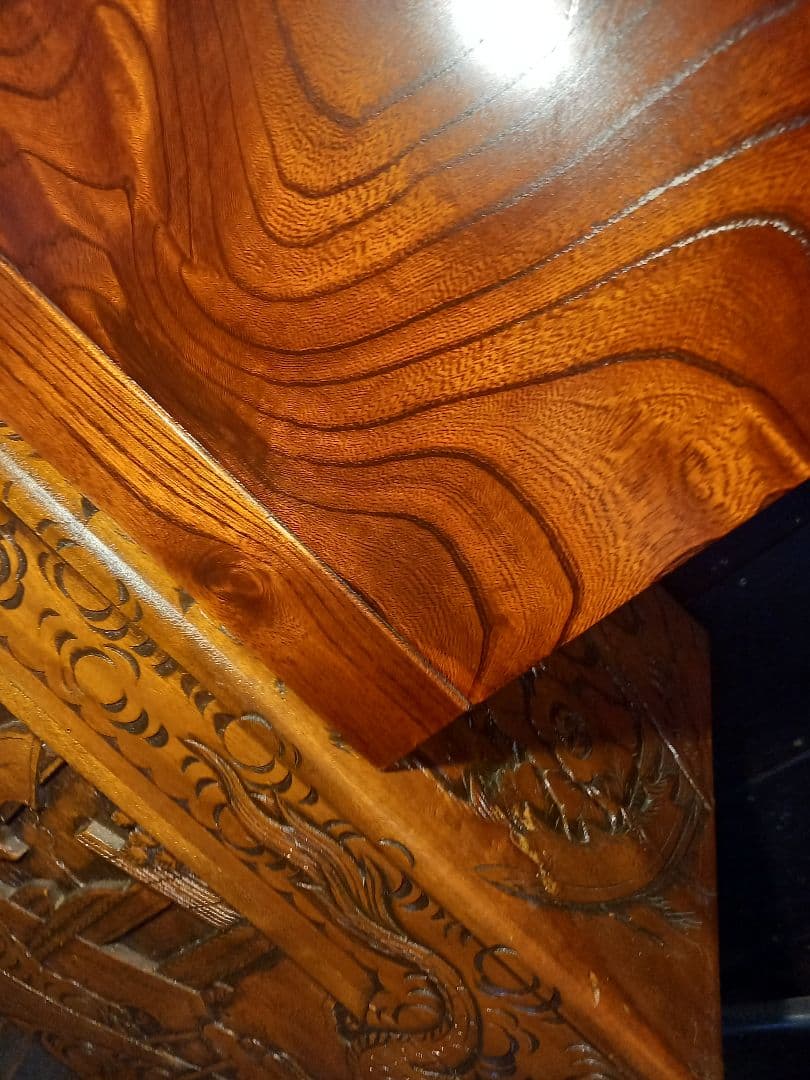 和物　高級　木組細工　欅　良杢目　無垢材　一枚板　重厚　大引き出し　五杯