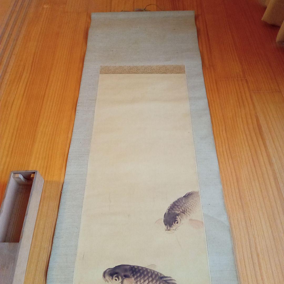 【真作】 鯉の光達 森田光達　(雙鯉之図・養生箱)