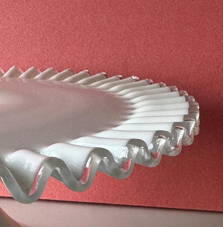 フェントン　ケーキスタンド　シルバークレスト　ミルクガラス　ペデスタル