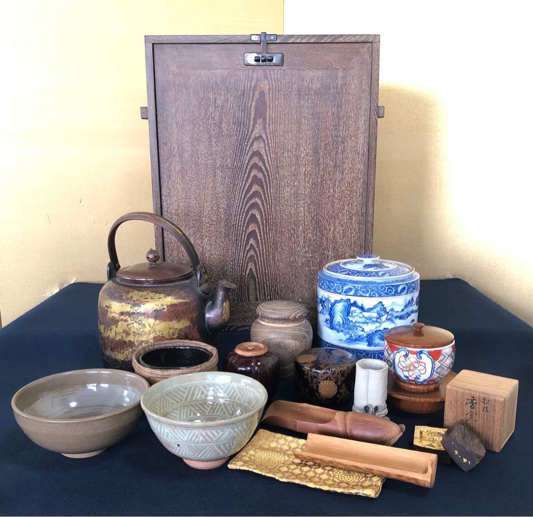 ❗️割引《R》茶道具 桑 旅箪笥 お茶道具付 銘有入 250805F4