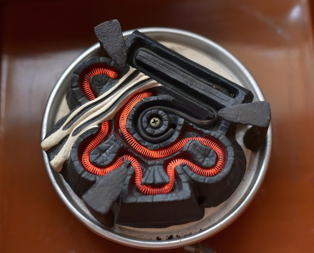 焼杉置炉＆野々田電熱器５００w　囲炉裏　お茶道具／共箱