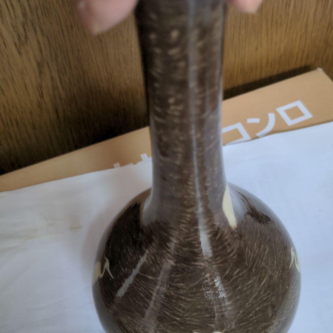 現川焼の鷺の一輪刺し壺