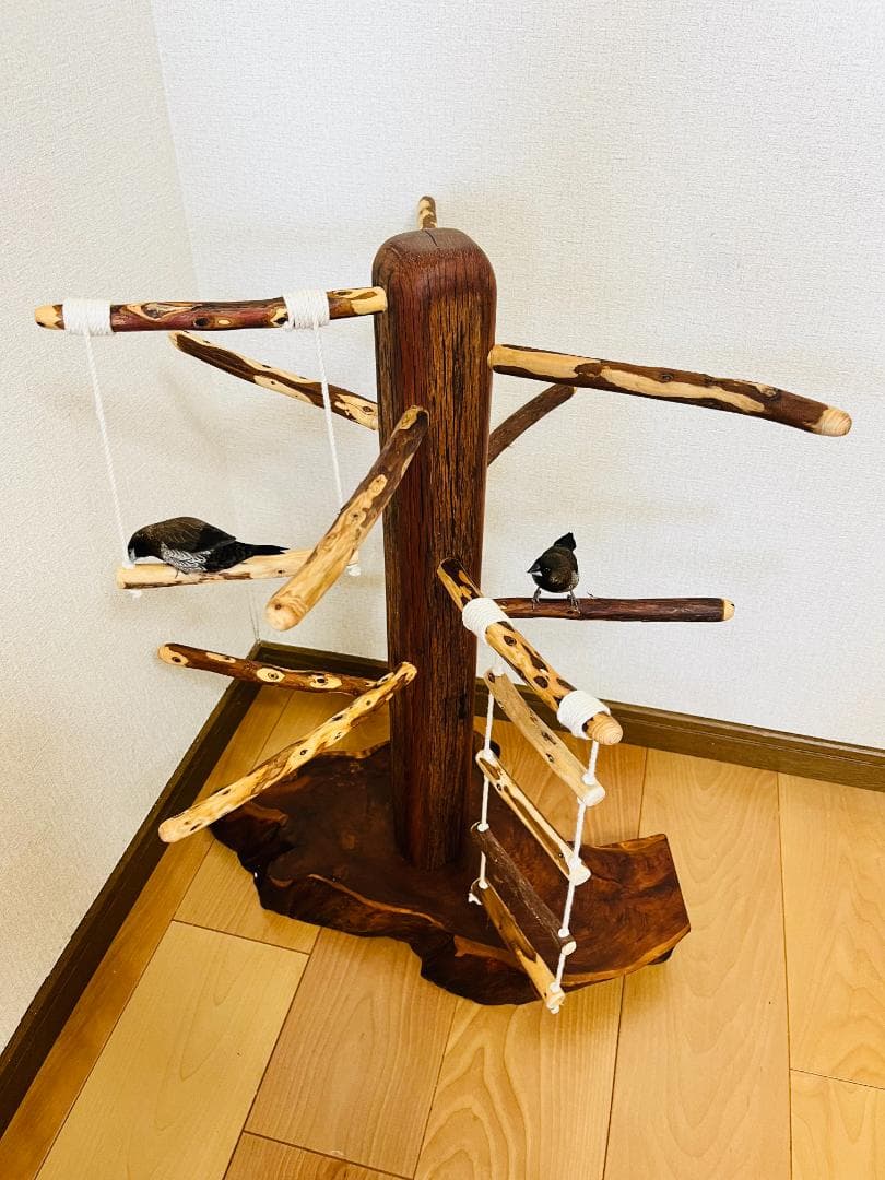 【中型鳥】ブランコ＆はしご付バードアスレチック♬