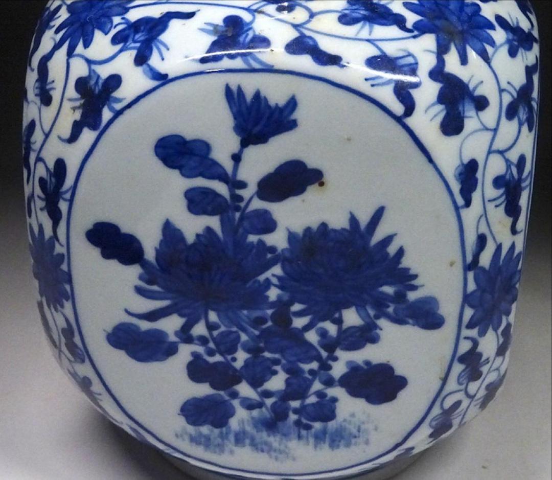 中国古玩 青花 染付 花瓶 大明宣徳年製 時代物 唐物 t99147-1