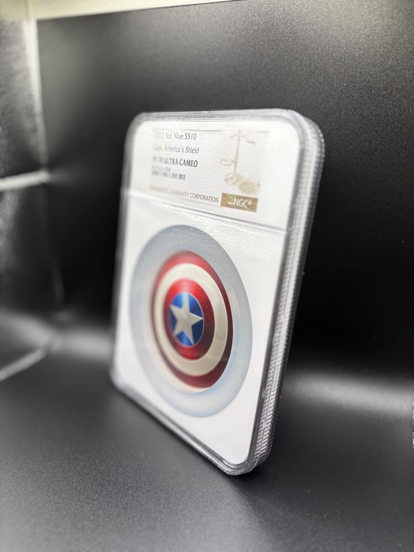 ★155g純銀★【最高鑑定】2023 キャプテンアメリカ 盾 3D銀貨