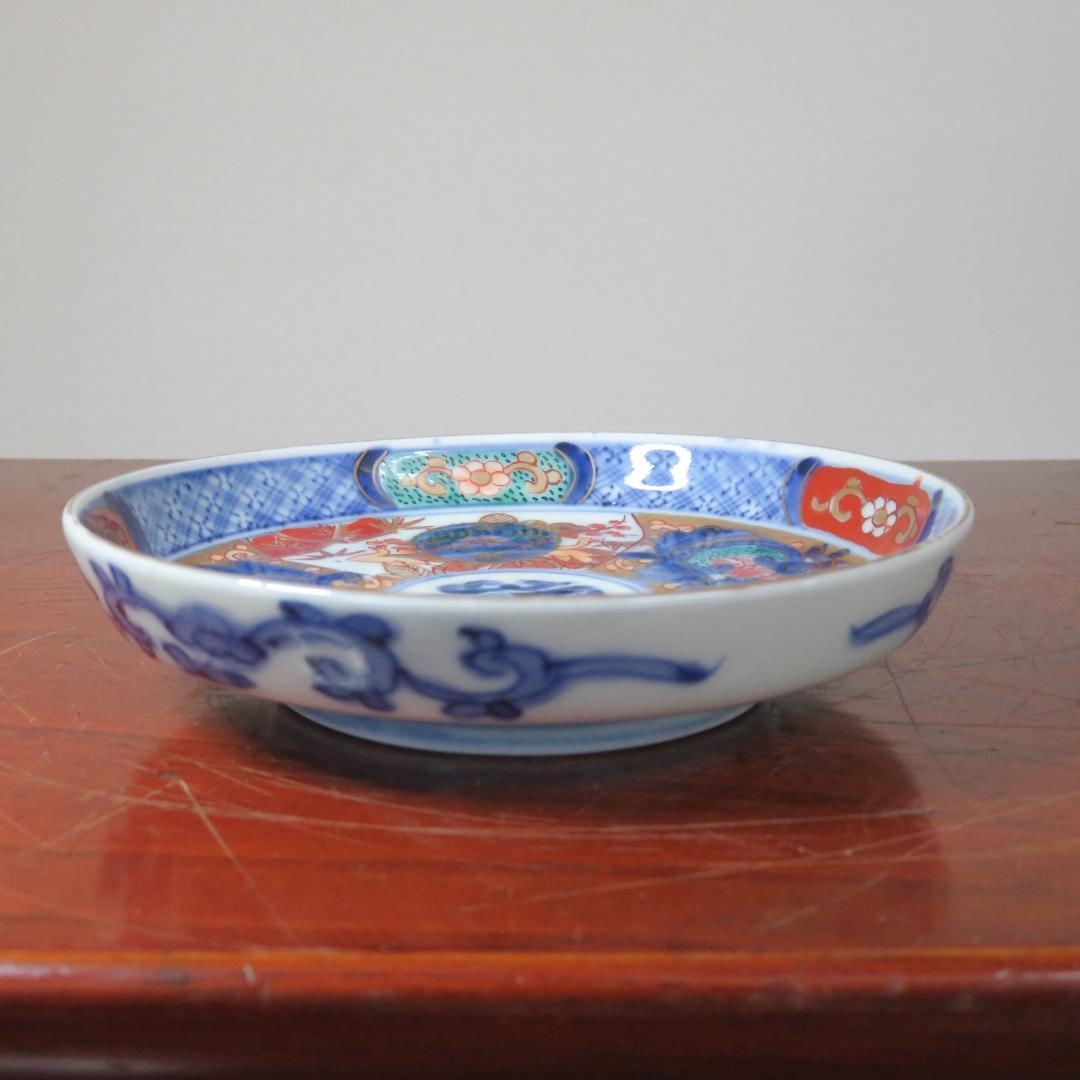 古伊万里 小皿 2枚 金彩 鶴 花文様 冨貴長春 極上品
