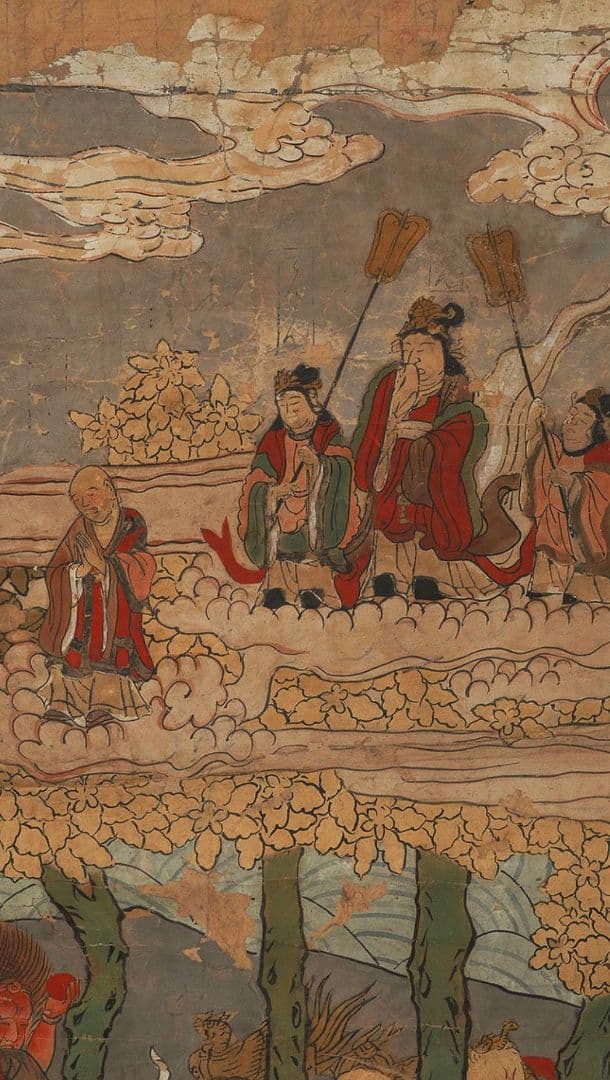 古仏画 涅槃図 肉筆 真作 無落款 仏教美術