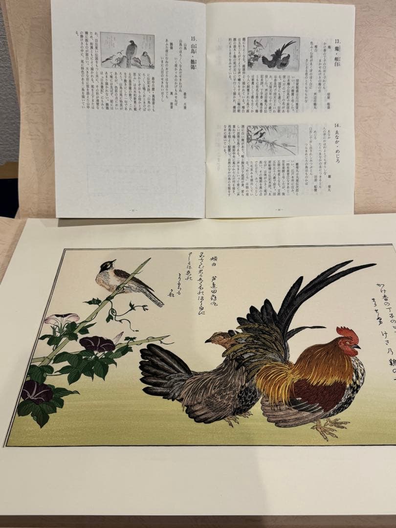 喜多川歌麿画 「絵本百千鳥」手摺木版画 計14枚 解説付