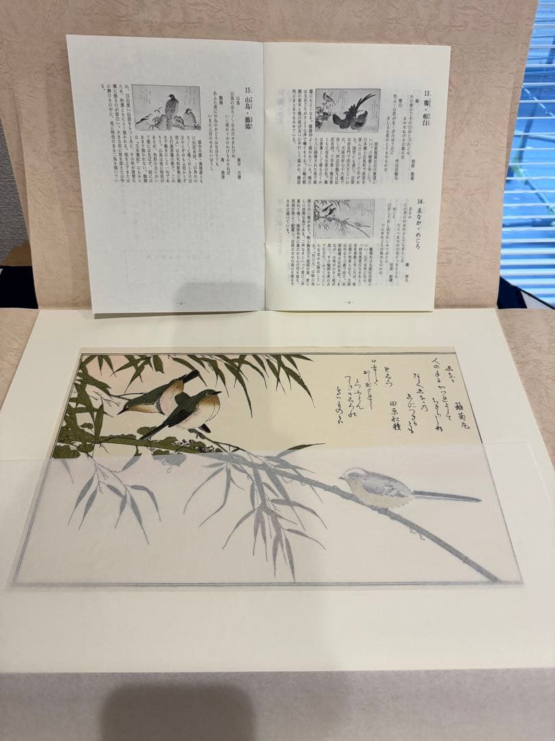 喜多川歌麿画 「絵本百千鳥」手摺木版画 計14枚 解説付