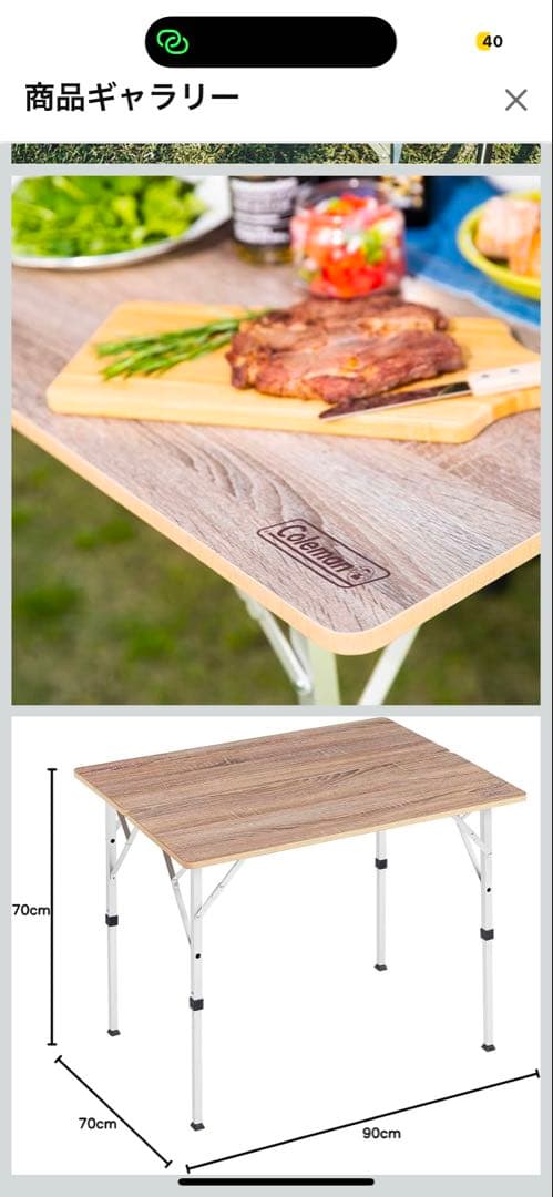 コールマン フォールディングリビングテーブル90 バッグ付