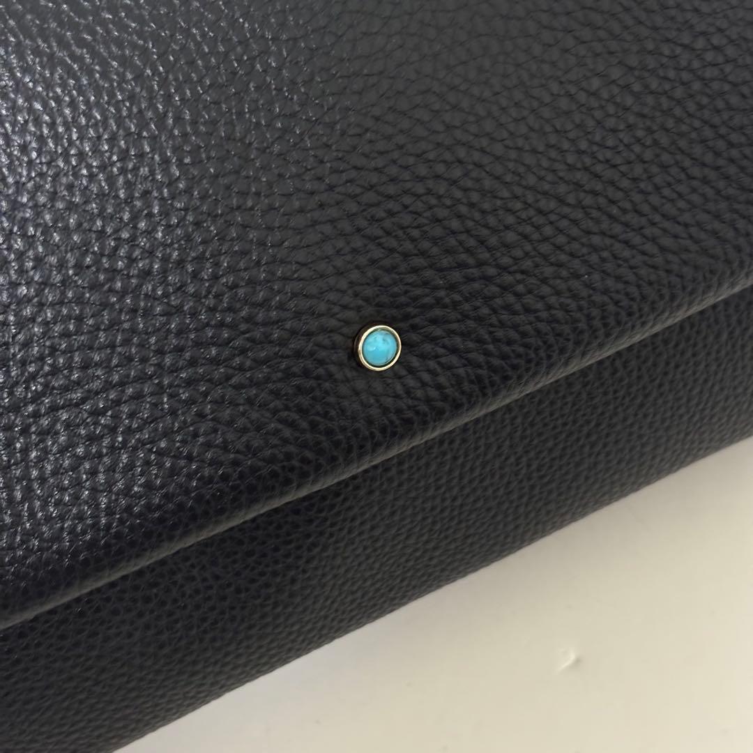 極美品 イアパピヨネ ワイドテープショルダーバッグ ボディバッグ 黒 ストーン