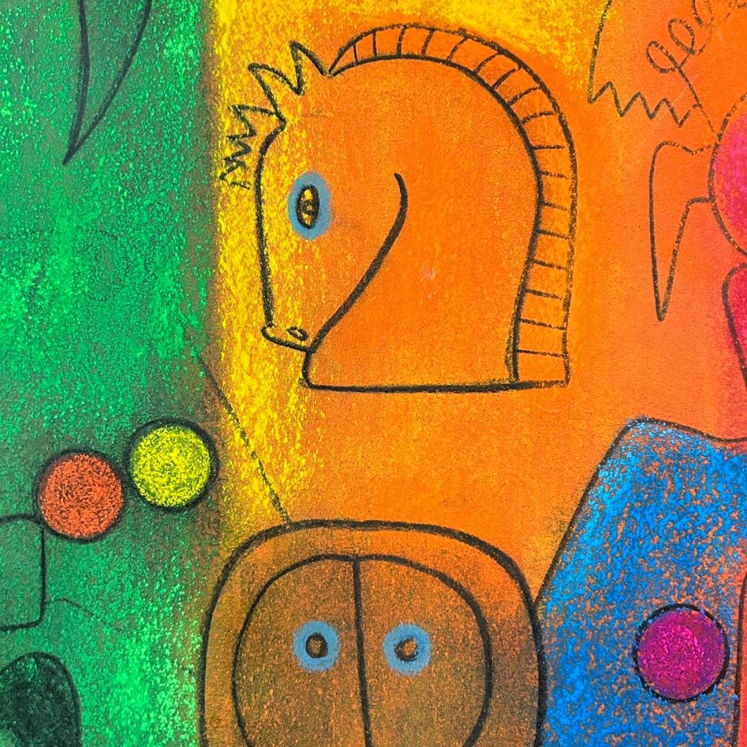 【melfee6】美品 谷川晃一「鳥の季節」パステル画 直筆サイン入