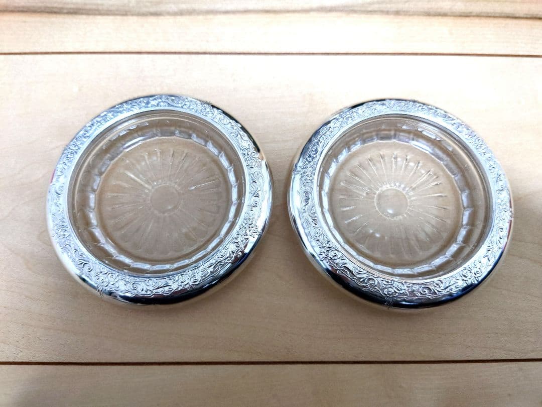 最終値下げ新品♦️銀細工 純銀コースター SILVER骨董 4個セット