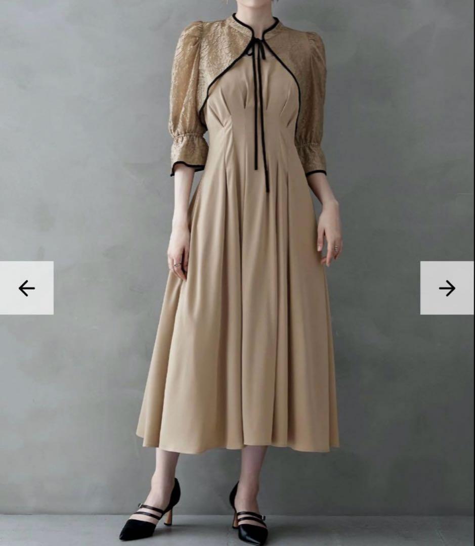 ジャガードボレロ&ウエストタックボリュームパーティードレス etoll.