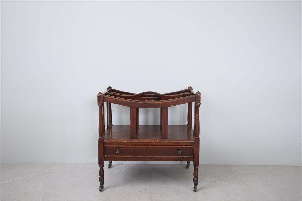 英国アンティーク木製マガジンラック/カンタベリー/本立て/雑誌本棚(88-34)