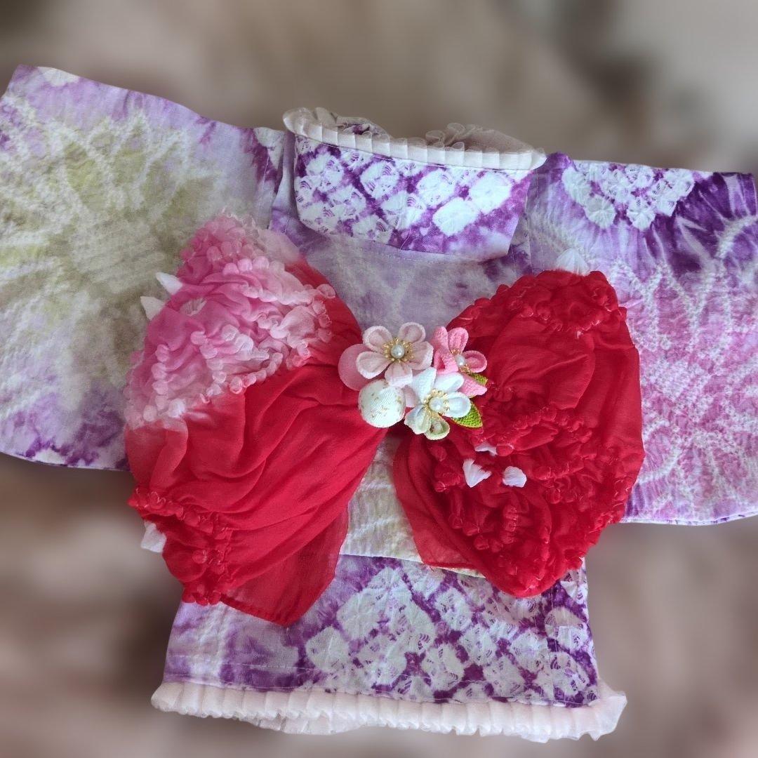 最終お値下げ♥️petittiara有松絞り浴衣、兵児帯2S新品