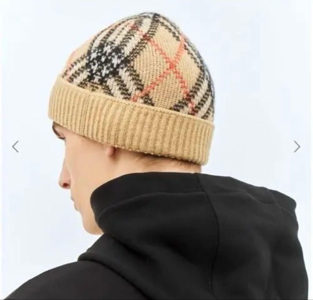 BURBERRY チェック柄ニット帽 ビーニー