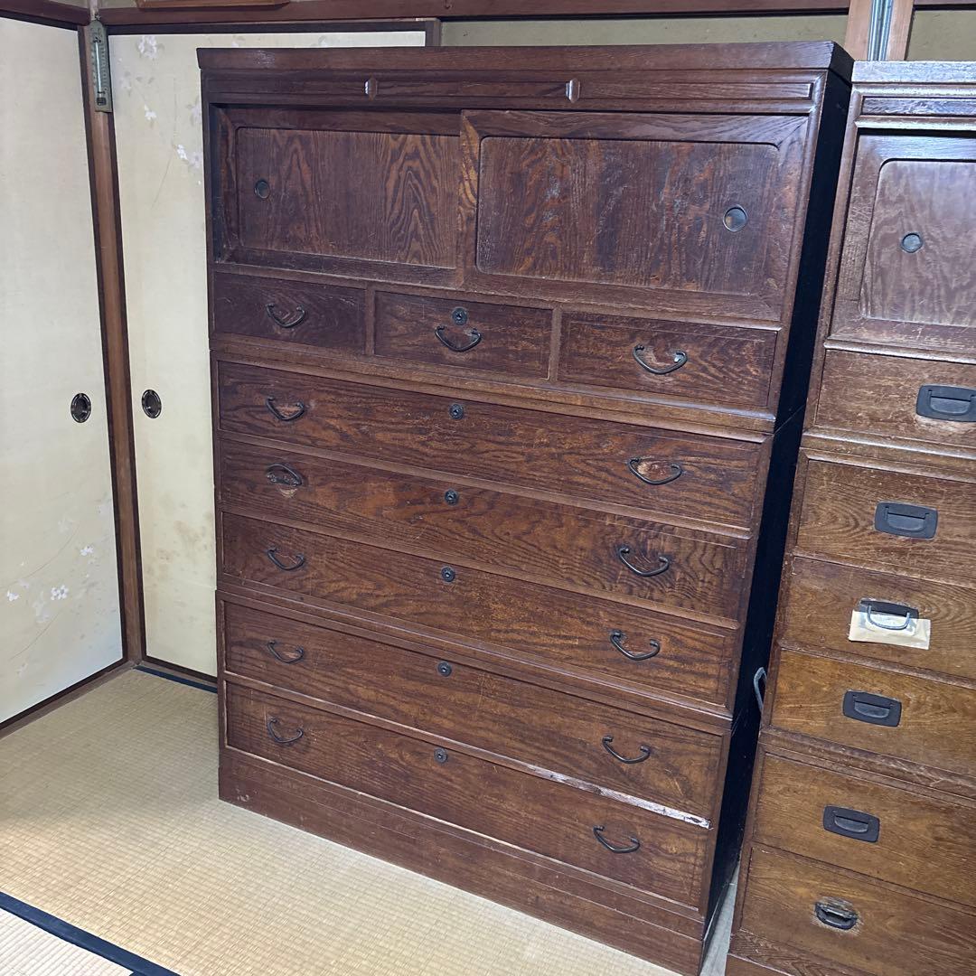 木製ダークブラウンタンス 8引き出し