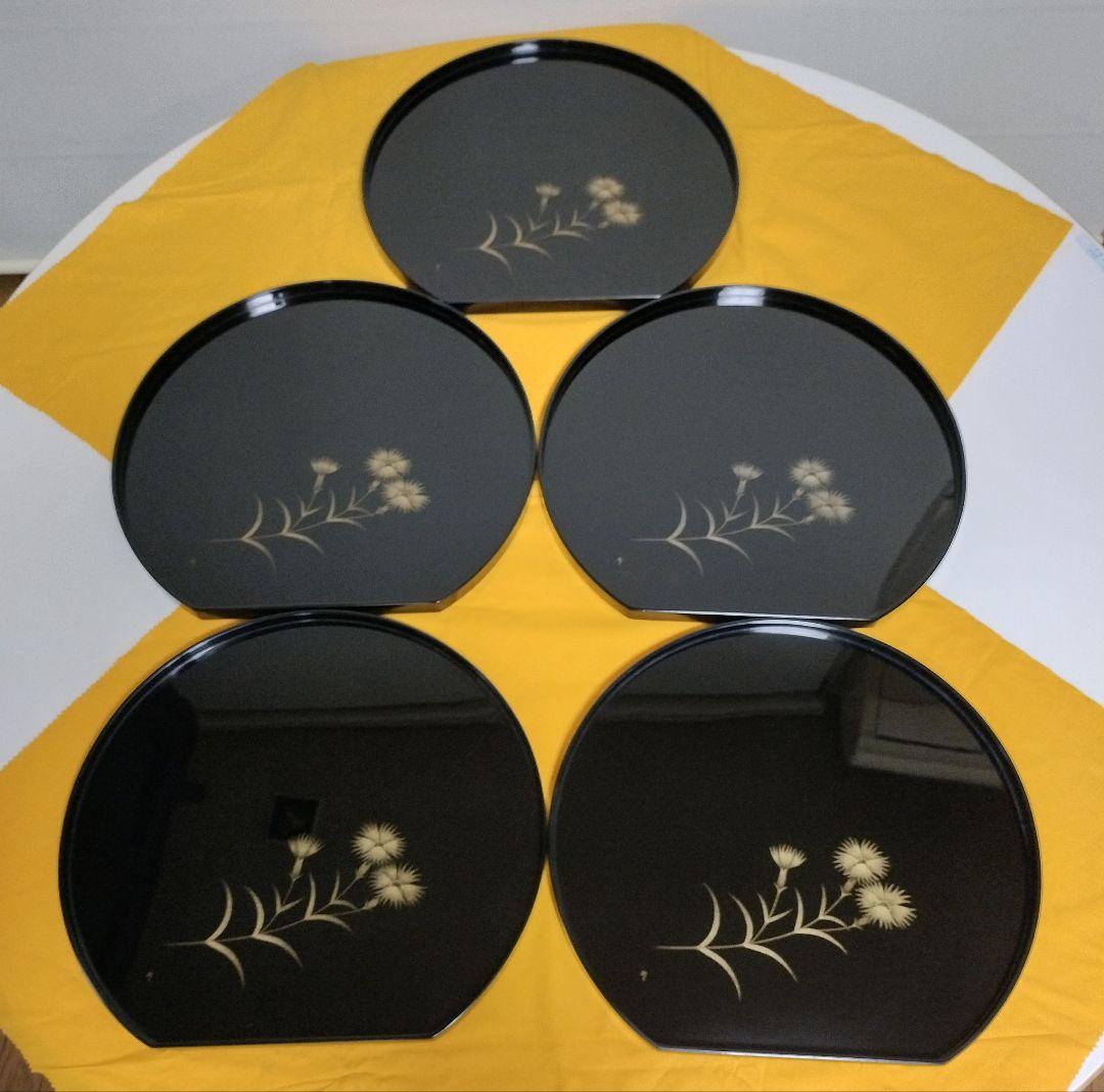 輪島塗　撫子沈金　卓上膳5客　作家もの　 三谷吾一