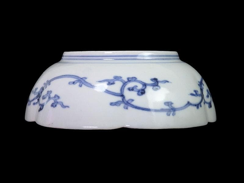 古伊万里　染錦　窓絵　雪輪に笹　花の図　膾皿　江戸期　C744AS-fbtv