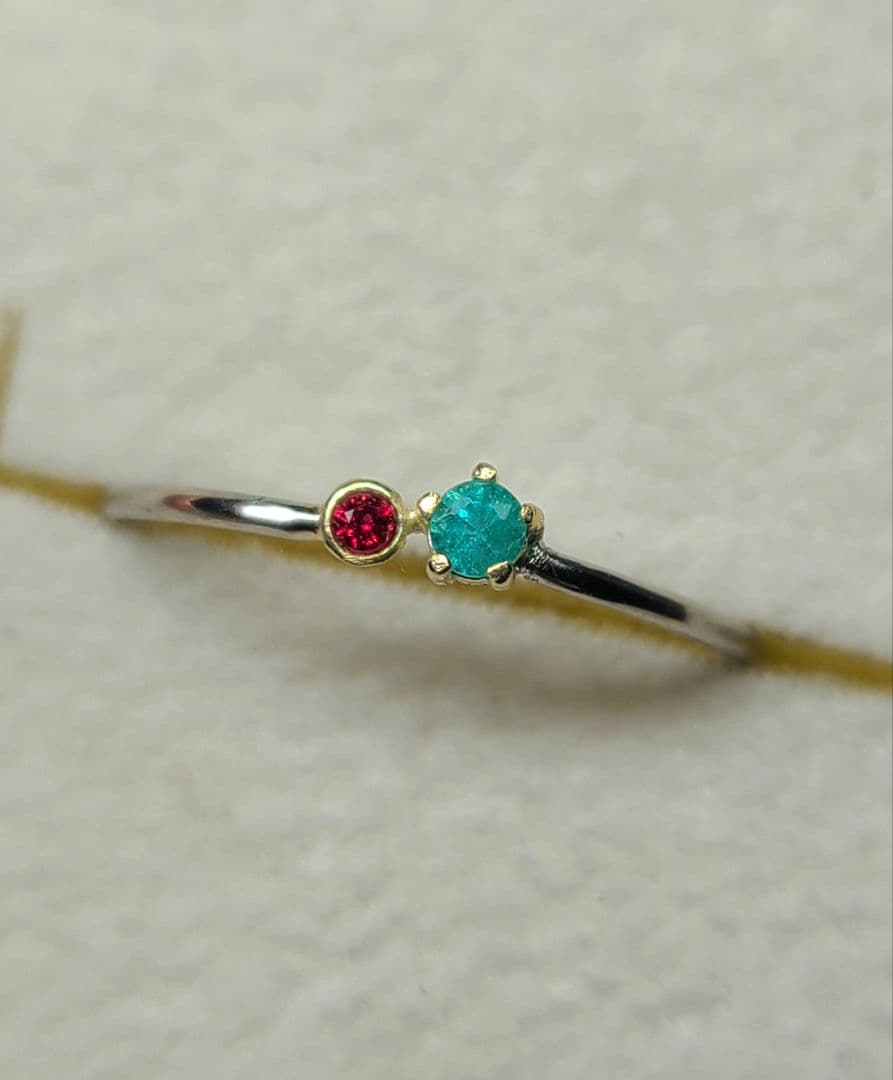 ★バターリャパライバトルマリン&アヤナスピネル18金&Ptリング★