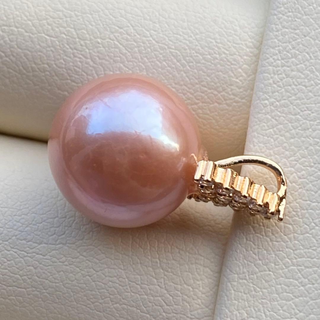 お客淡水エジソンパールネックレス　13.2mmブラウンピンクPT564