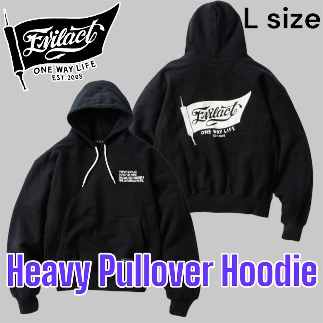 EVILACT ヘビーオンス 刺繍&プリントパーカー 黒 Lサイズ