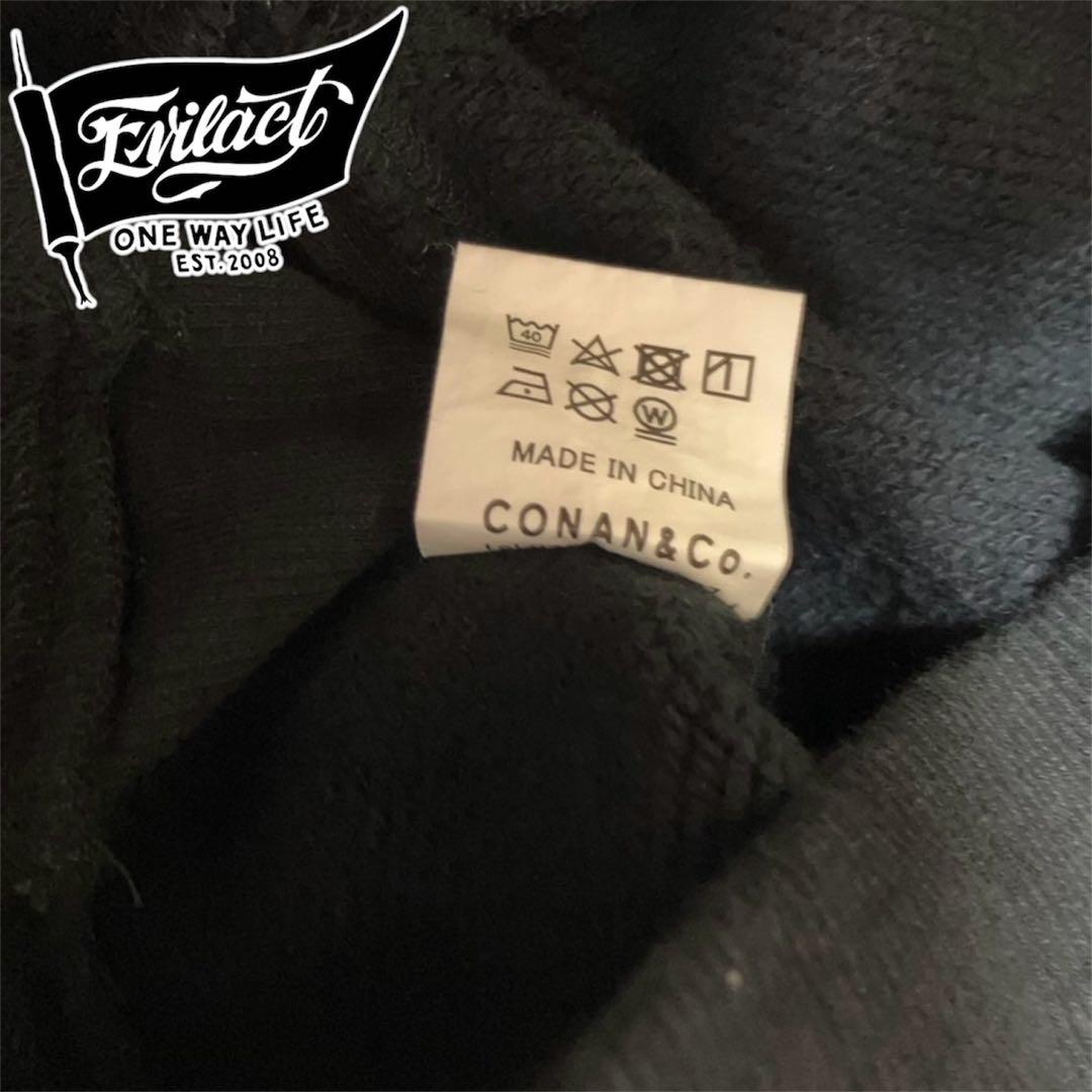 EVILACT ヘビーオンス 刺繍&プリントパーカー 黒 Lサイズ