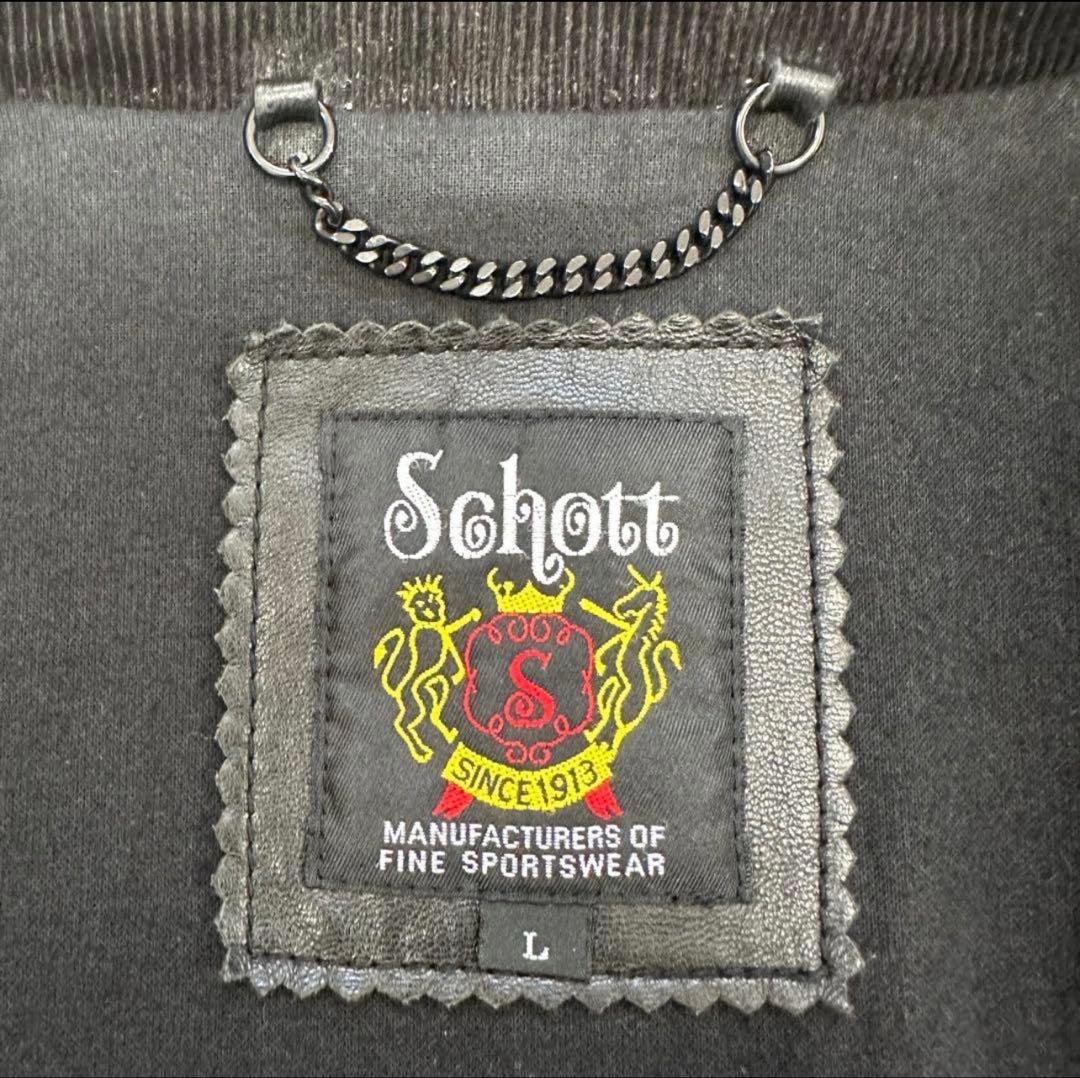 極美品✨Schott　ショット　ライダースジャケット　レザー　L　羊革　シングル