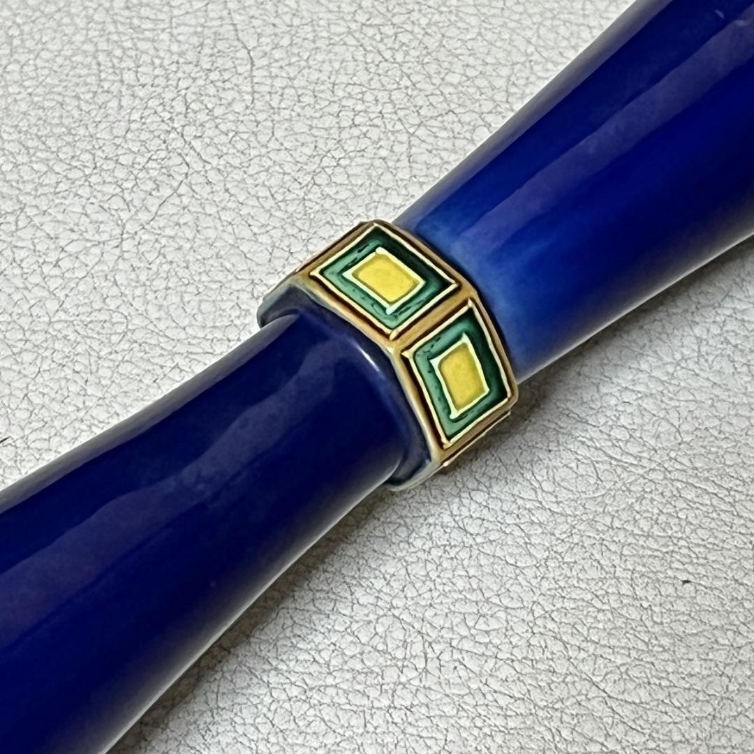 中村翠嵐 交趾 尊式花入 共箱 紺青交趾 花入 【k3522】