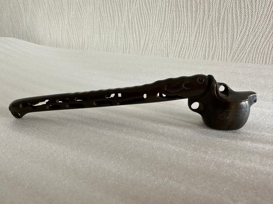 龍文堂造　銅矢立　銀象嵌