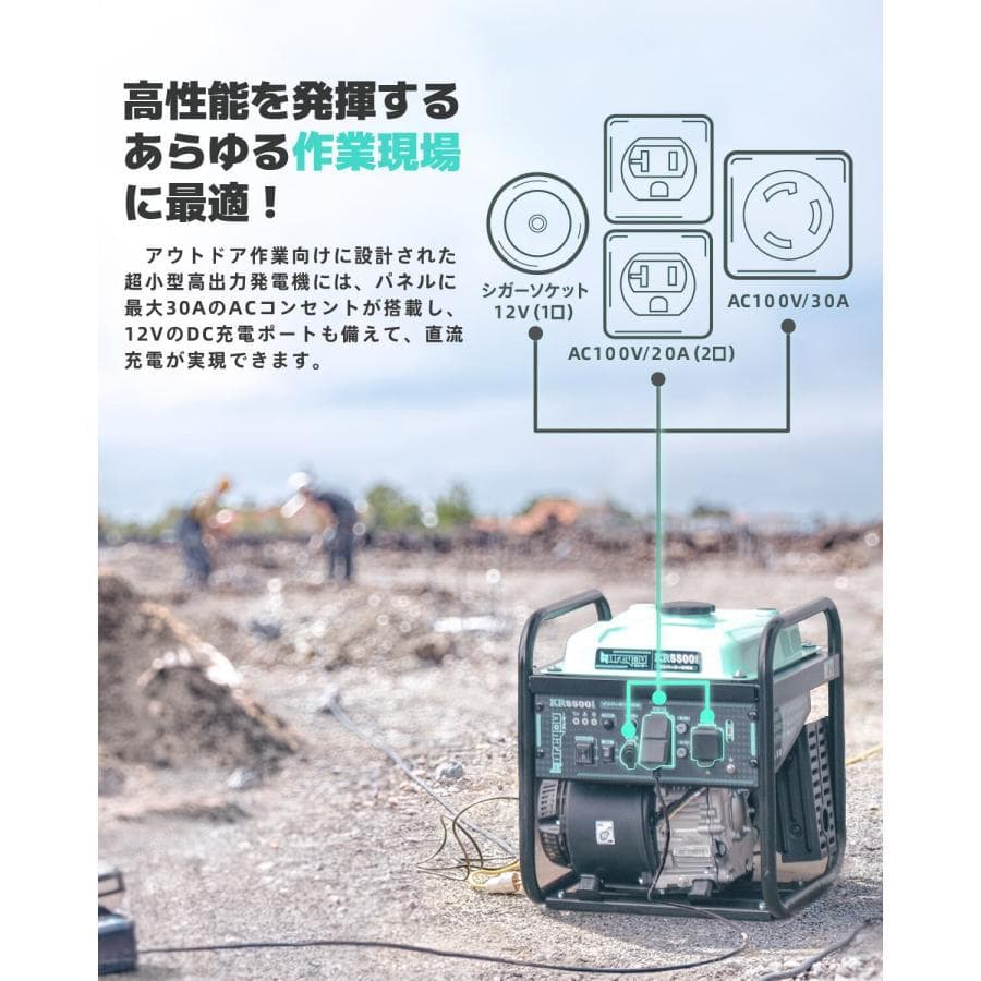 ★業界最小★Kareyouインバーター発電機 4.8kVA ガソリン 正弦波 低