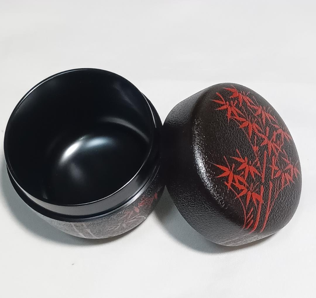 茶道具　加賀山中塗　蒔絵師　高橋峯房作　乾漆造朱竹蒔絵利休棗　超美品！！