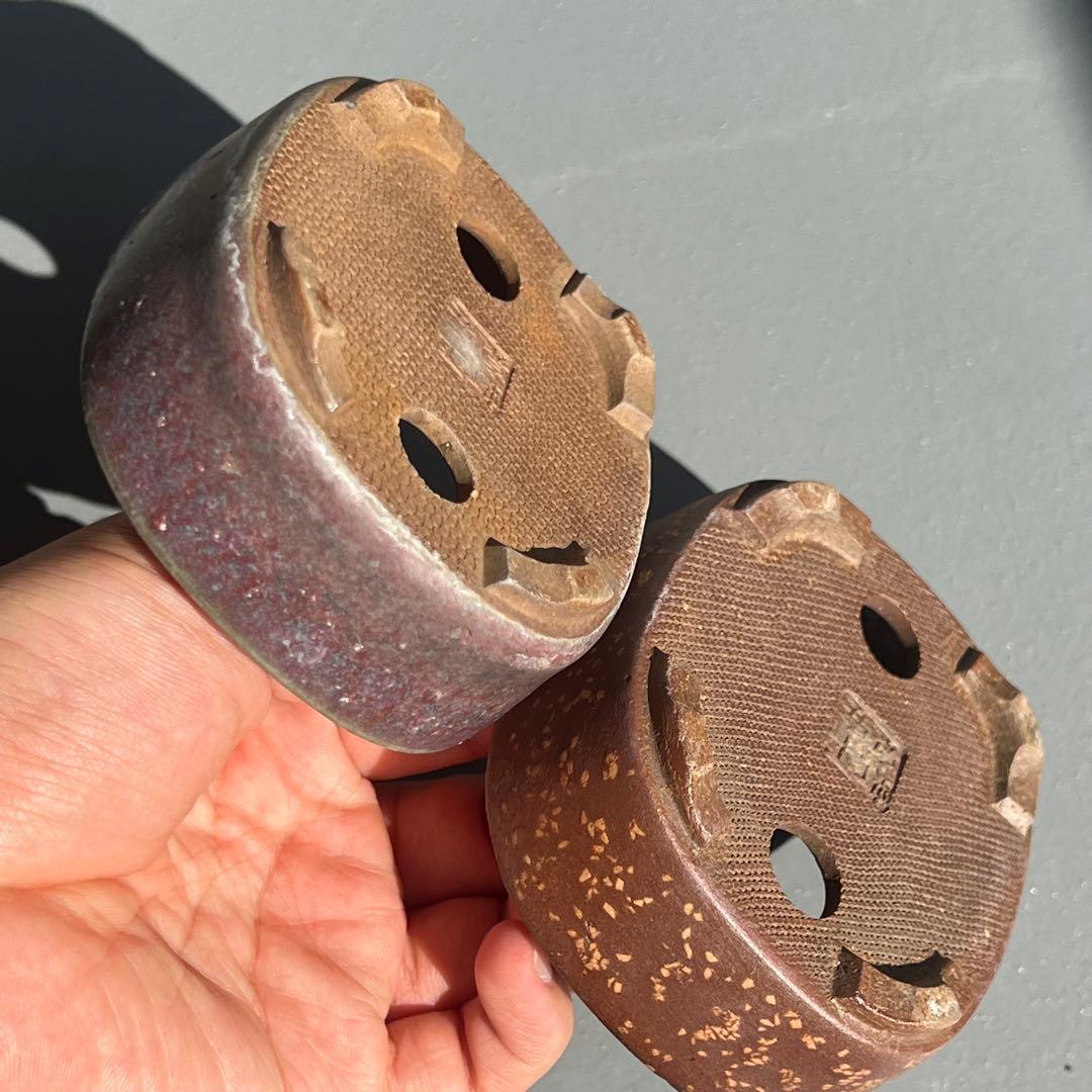 631.平安虹泉2点 長方 桃花泥 小品盆栽 盆栽鉢 9.3*8.2*3.6cm