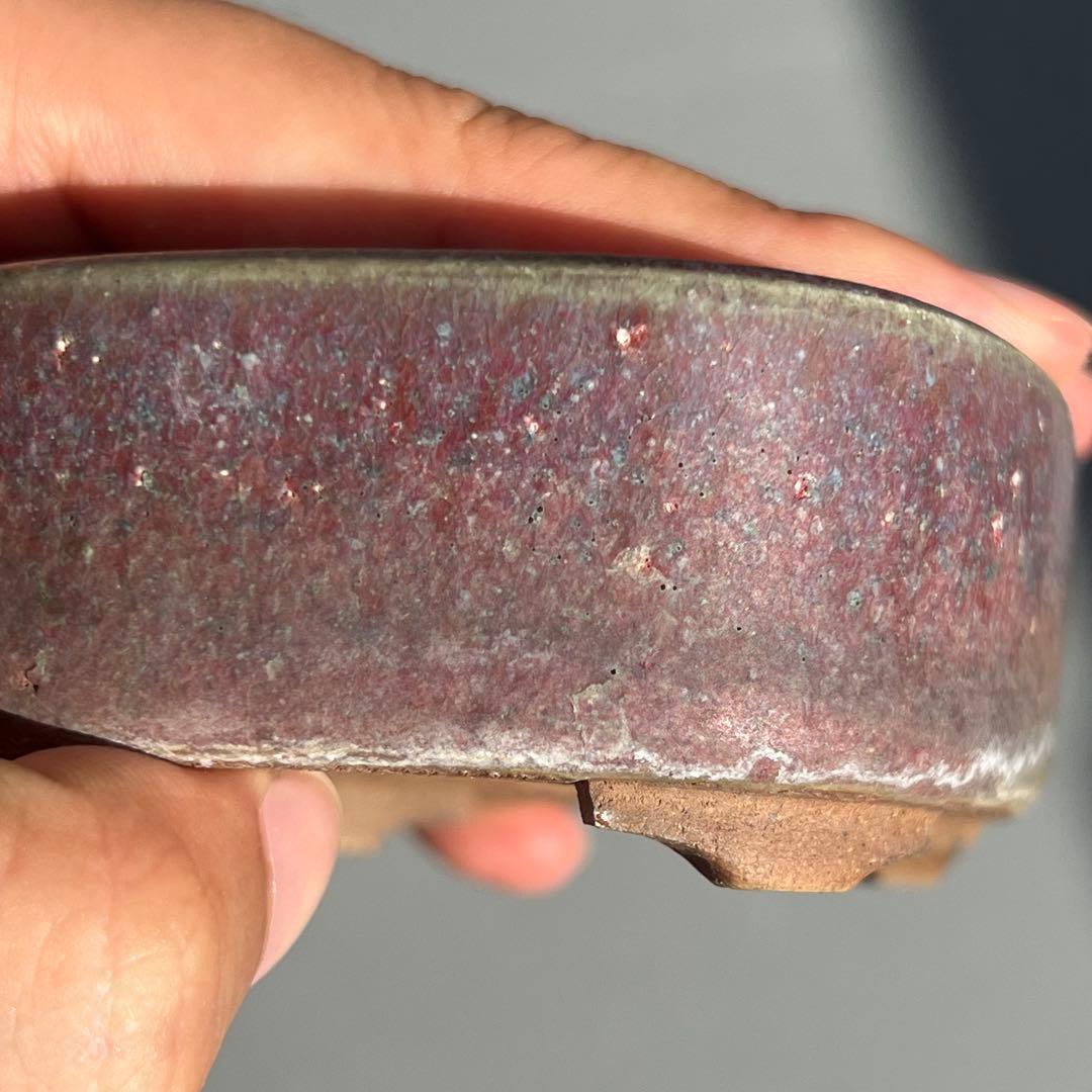 631.平安虹泉2点 長方 桃花泥 小品盆栽 盆栽鉢 9.3*8.2*3.6cm