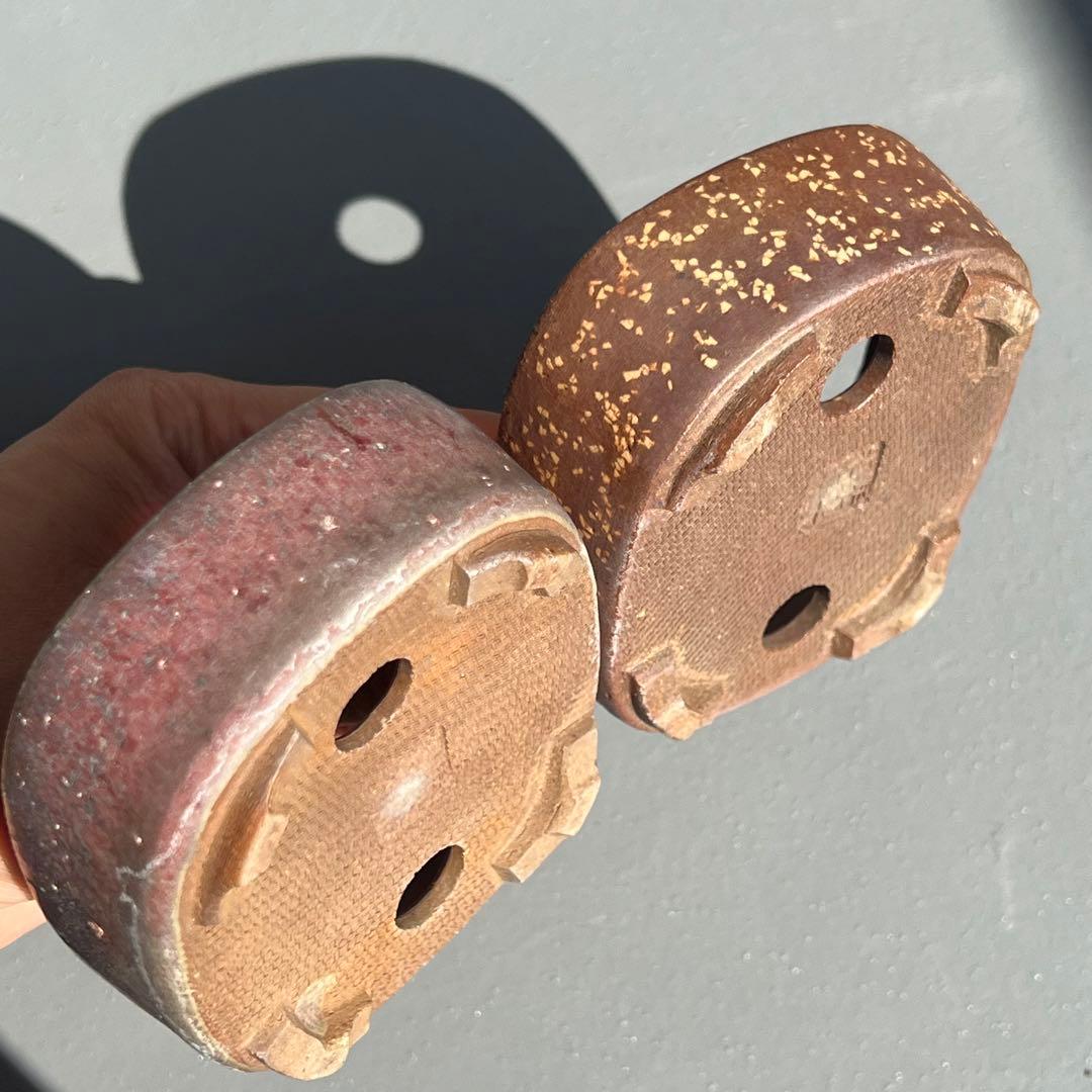 631.平安虹泉2点 長方 桃花泥 小品盆栽 盆栽鉢 9.3*8.2*3.6cm