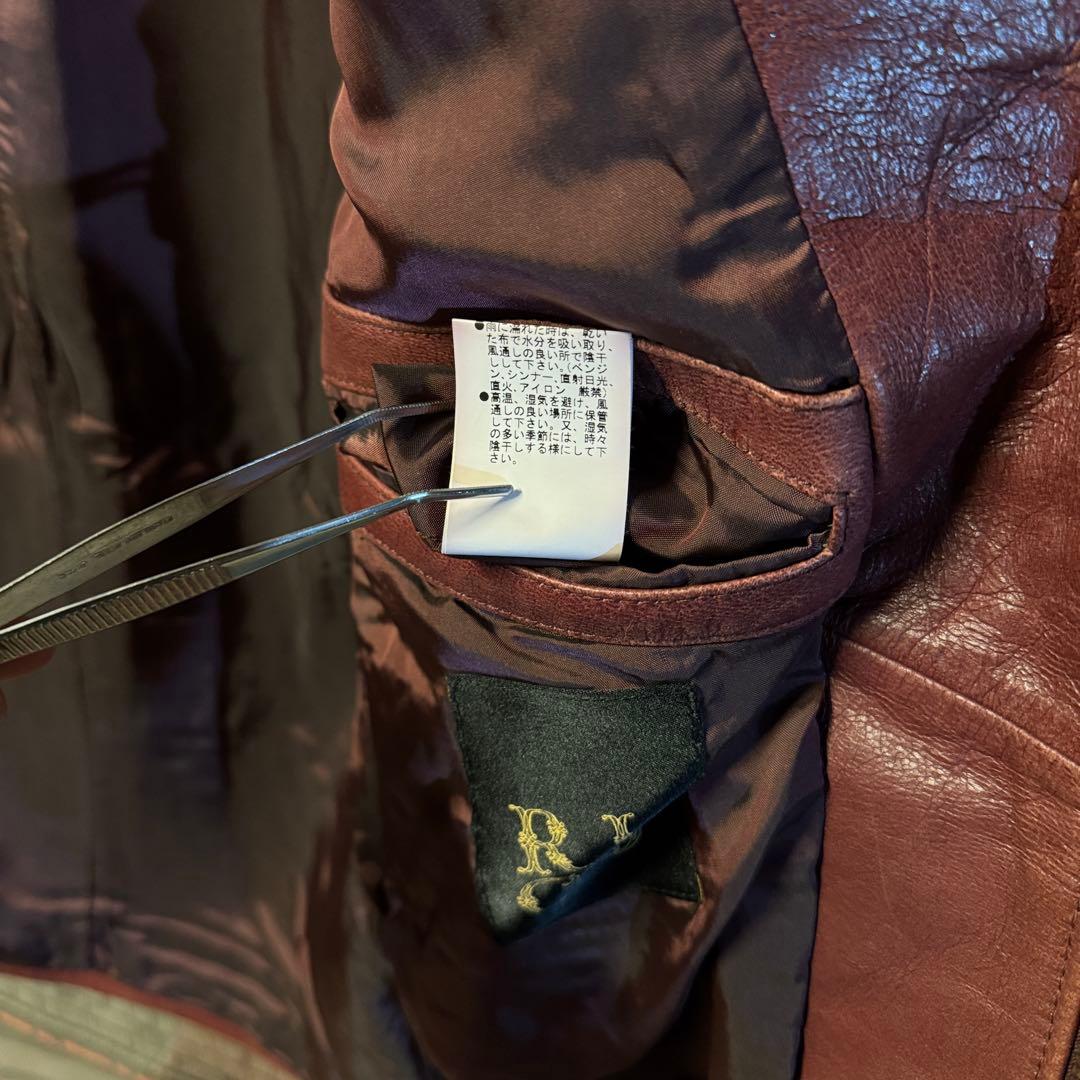 デップ 上質 山羊革 ゴートスキン レザーライダース バーガンディ 短丈