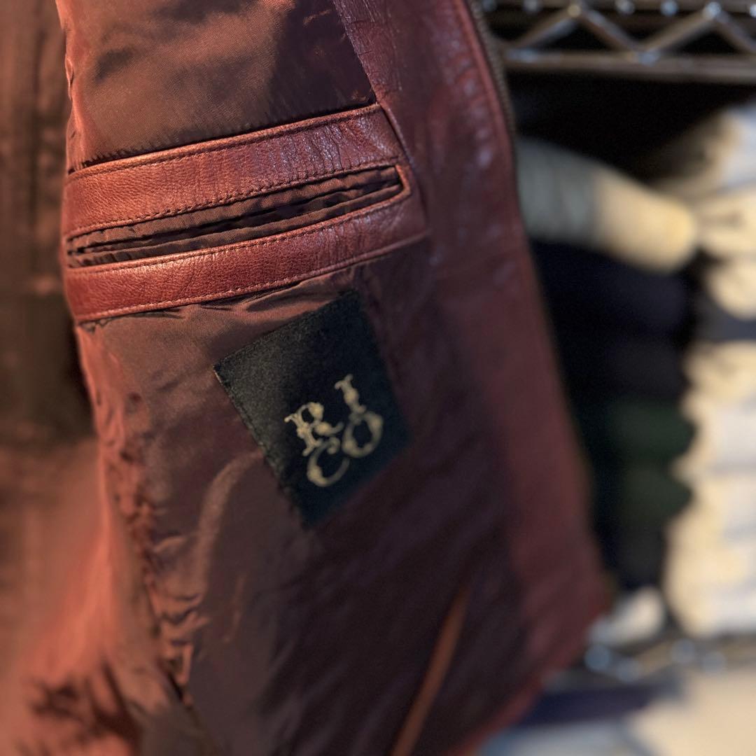 デップ 上質 山羊革 ゴートスキン レザーライダース バーガンディ 短丈