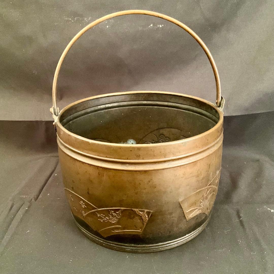 銅製 閼伽桶 仏教美術 密教 法具 アンティーク 中国美術 漢字 アンティーク