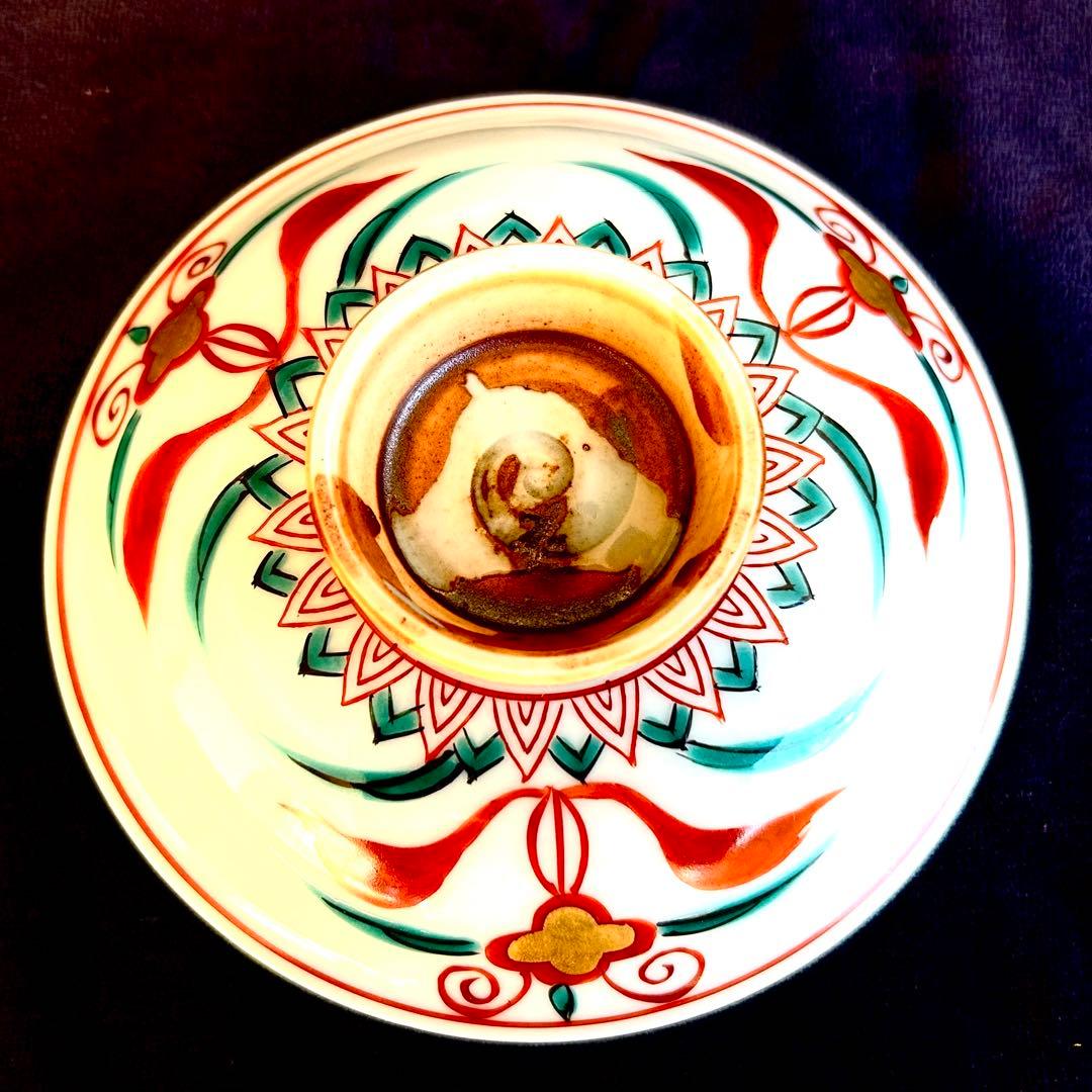 【未使用．美品】清水焼き　 蓋茶碗　蓋付き碗　飯碗　茶碗 色絵 五客 和食器