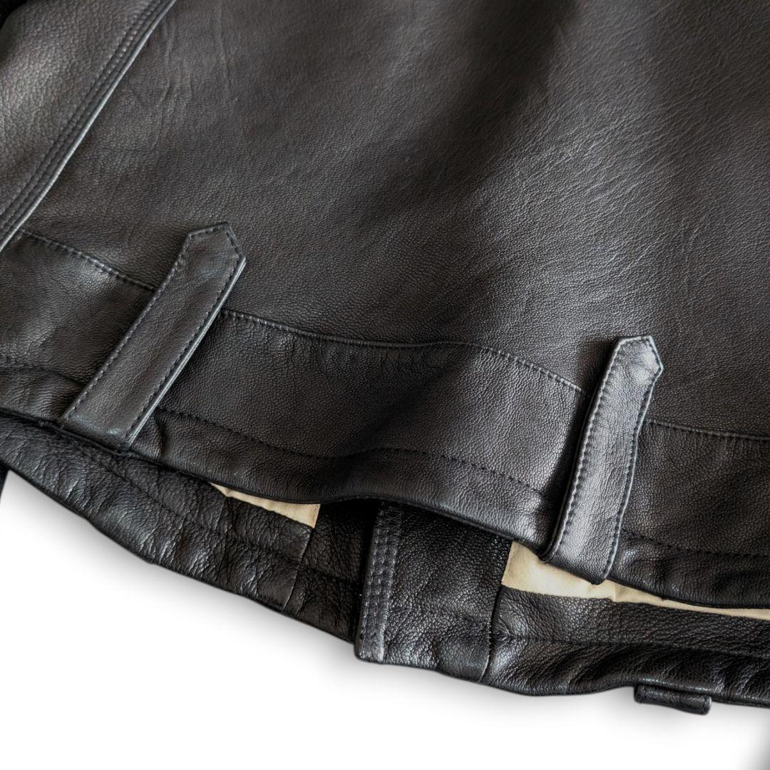 美品 LHP 斜めダブルジップ ラムレザー ライダースジャケット L ブラック