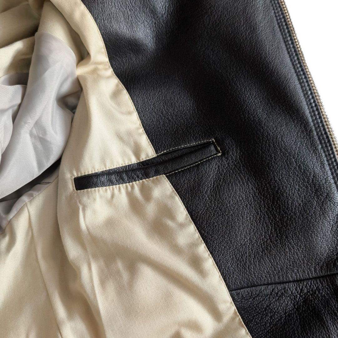 美品 LHP 斜めダブルジップ ラムレザー ライダースジャケット L ブラック