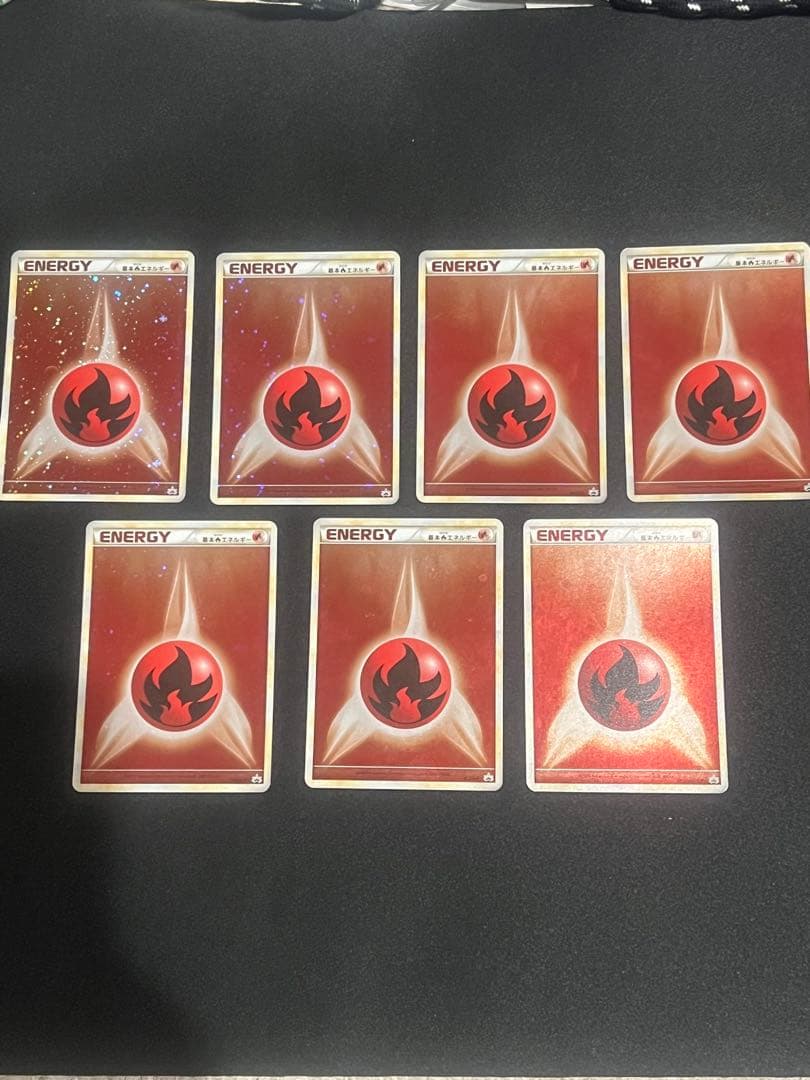 悪リザデッキに　基本炎エネルギー　レジェンド　ブリザード　渦巻きホロ ７枚セット