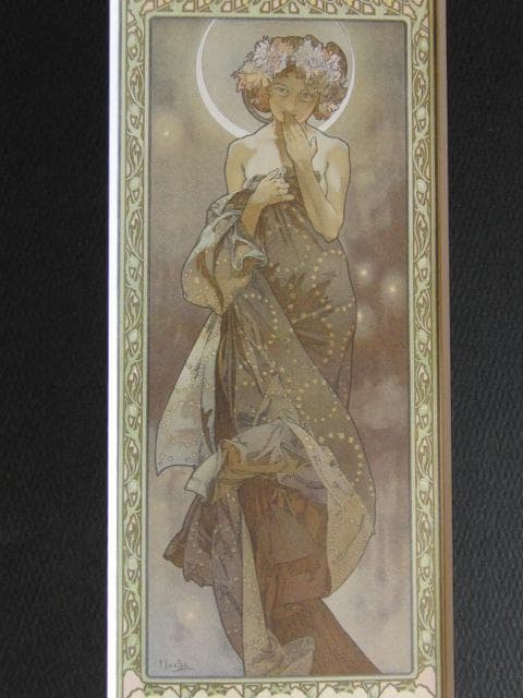 アルフォンス・ミュシャ、月、連作〈四つの星〉より、希少な画集より