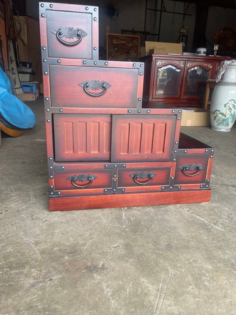 【美品】 階段箪笥　右下がり　四段　民芸家具