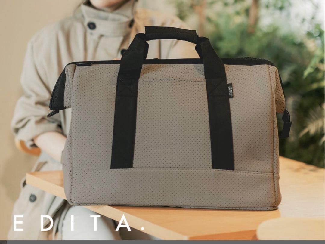 EDITAチャコールグレー ボストンバッグ 収納力抜群