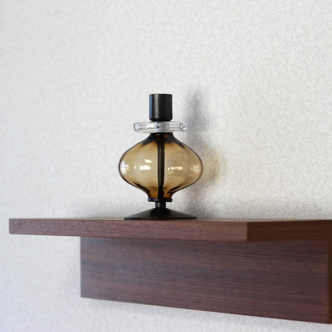 【美品】エリックホグラン　キャンドルスタンド オニオン型　アンバー 01