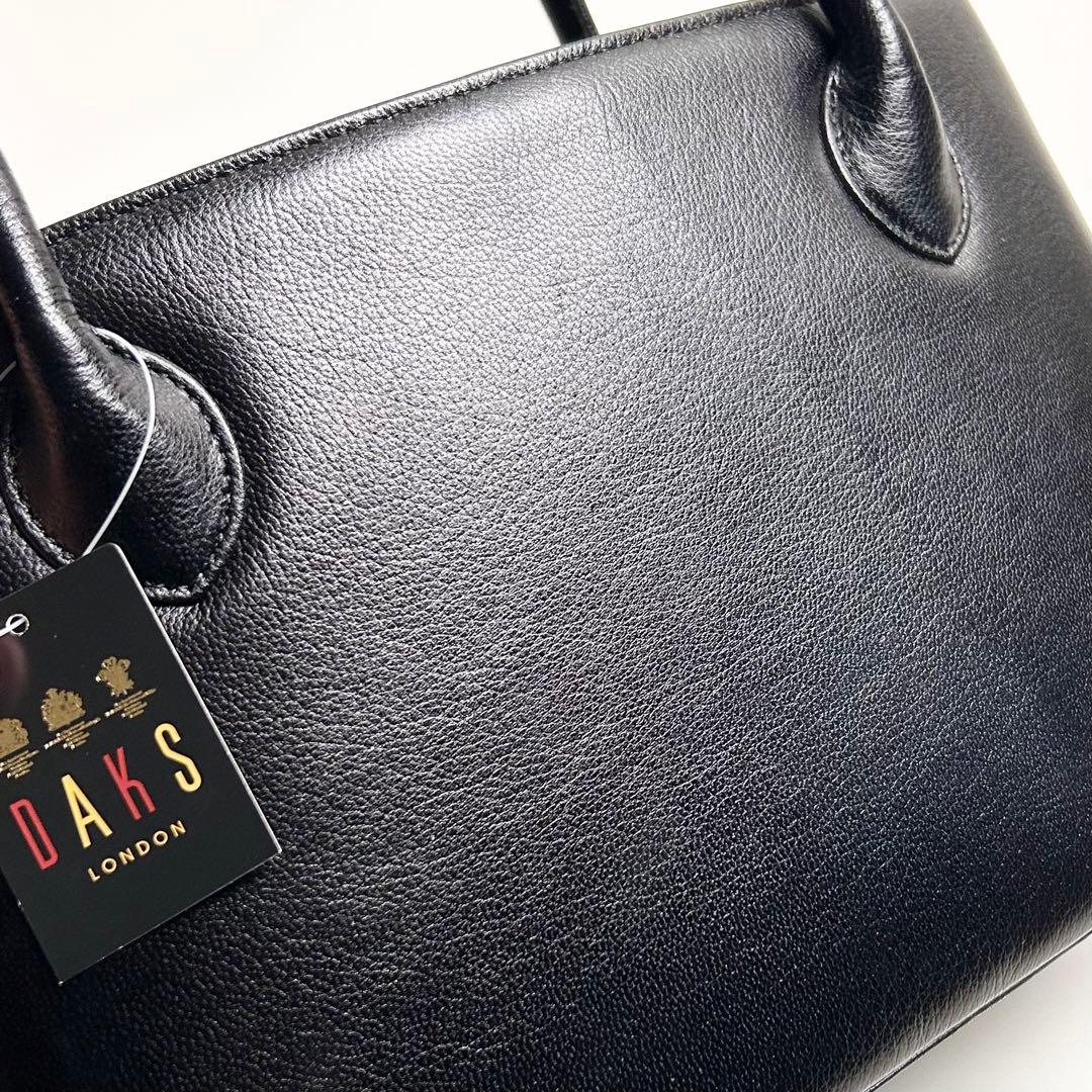 未使用✴︎ダックス/三室構造レザーハンドバッグ/やぎ革/黒/フォーマル/冠婚葬祭