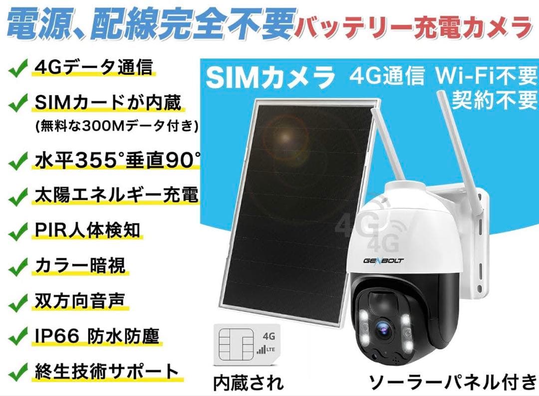 GENBOLT GB216H-4G 防犯カメラ microSD付 未使用近い