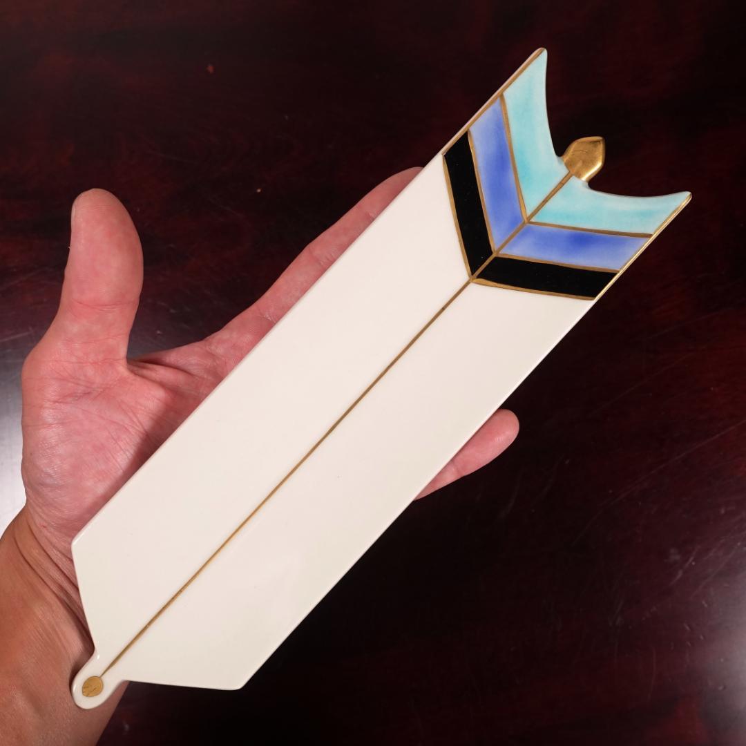 高級和食器 色絵 金彩 矢羽根文 長皿 板皿 12客 共箱